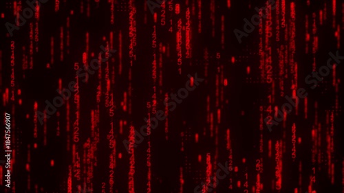 Red Matrix Technology Digital Binary Code Background Loop | Ultra HD 4k
