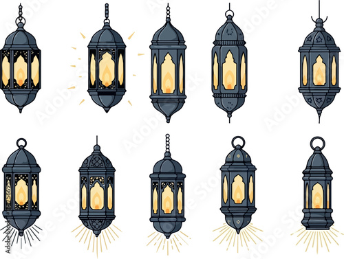 Ramadan Lanterns Decorative Arabic Hanging Lights for Islamic Celebrations