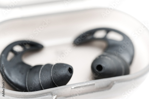 Earplugs in a storage case ready for use