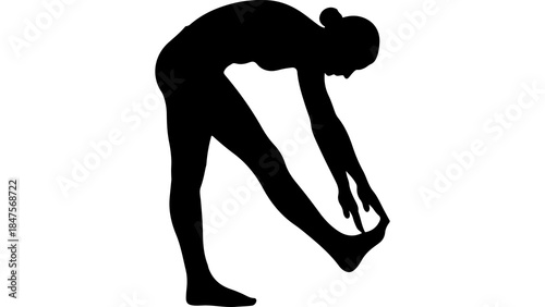 Woman stretching exercise silhouette with transparent background