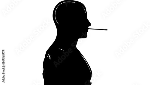 Lying man silhouette with long nose and transparent background