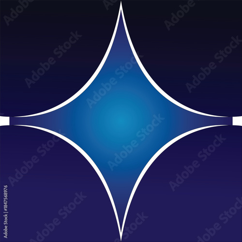 Abstract Blue Crystal Star Logo Icon with Glossy Gradients