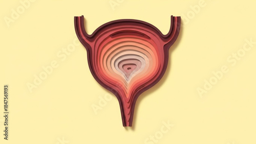 Bladder Cancer Awareness Month Medical Illustration of Human Bladder Anatomy, Detailed Graphic, Educational, Science, Digital Art, Top View