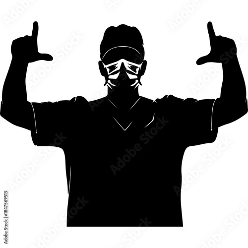 Surgeon in surgical mask with transparent background