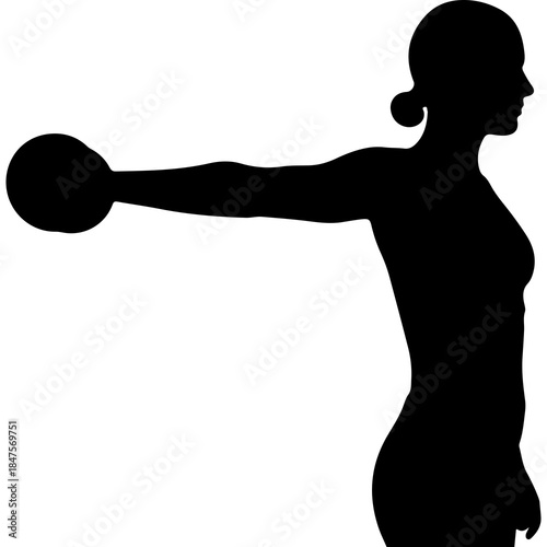 Female shot put athlete with transparent background
