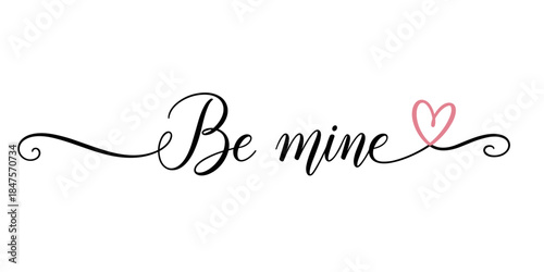 Elegant "Be Mine" typography design with decorative heart element. A lovely romantic card with colorful hearts and a sweet sentiment, great for showing you care.  