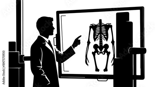 Doctor examining x-ray with transparent background