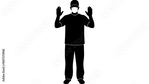 Man wearing mask and gloves with transparent background