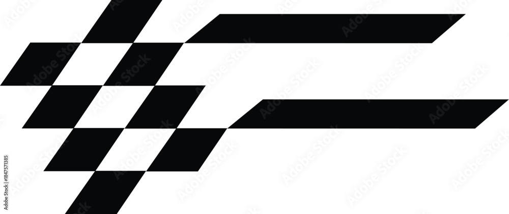 Obraz premium Race flag in dirty grunge style with splashes It is a flag covered with a pattern of black and white squares. The flag is waved at the finish line to indicate the completion of a race,