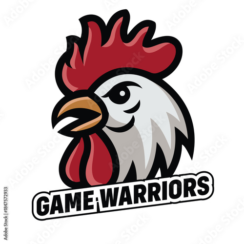 Bold gaming mascot logo vector featuring rooster head illustration for esports, game teams, warriors branding, competitive gaming, and modern animal mascot designs