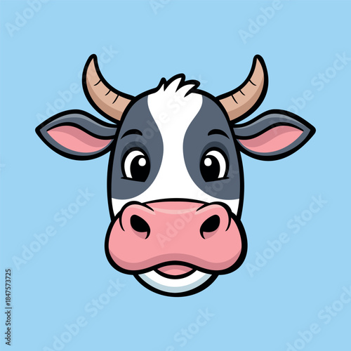 Cartoon Cow Illustration Character Vector Logo Template