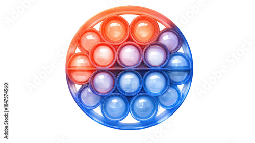 colorful round silicone sensory fidget toy with rainbow bubbles arranged in playful stress relief pattern isolated on white background