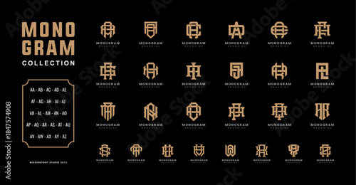 Mega logo collection, Monogram design concept for branding with handmade font