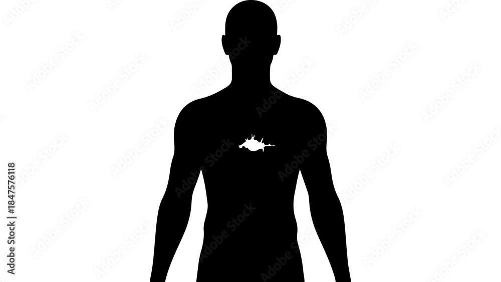 Fototapeta premium Man silhouette with shark cutout with transparent background