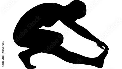 Man stretching leg with transparent background