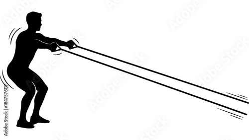 Man exercising with resistance bands with transparent background