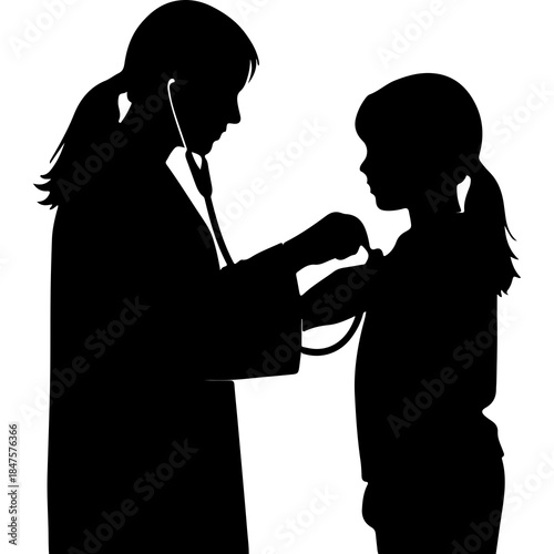 Doctor examining child with transparent background