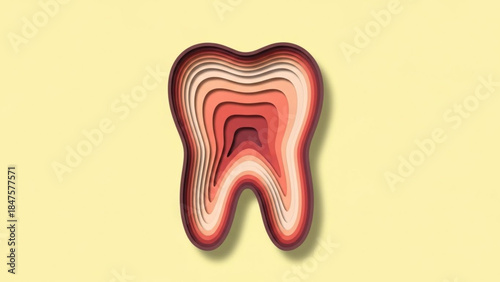 Tooth Illustration on Soft Yellow Background World Oral Health Day