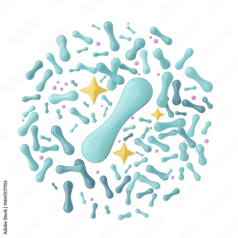 Obraz premium Probiotic bacteria sphere icon isolated for supplement packaging symbol. 3D illustration