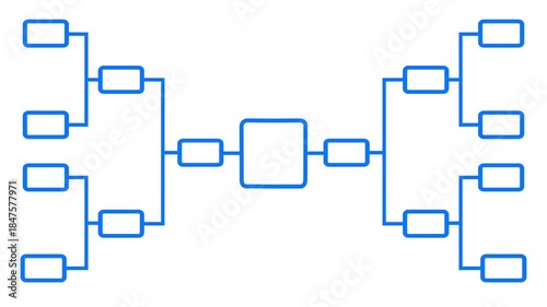 Abstract 32 team tournament bracket championship template with white line animation isolated on black background. Championship bracket schedule for football, basketball