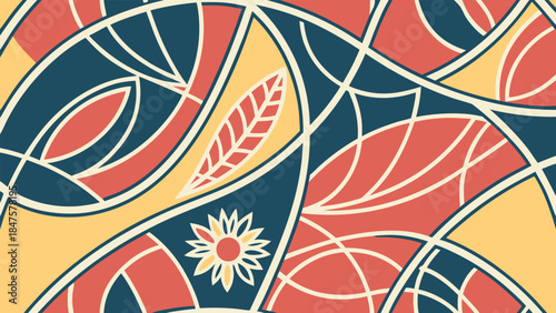 Vibrant Abstract Background with Fluid Geometric Shapes and Multi-Colored Mosaic Pattern