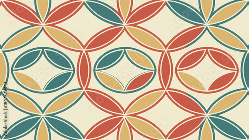 Vibrant Abstract Background with Fluid Geometric Shapes and Multi-Colored Mosaic Pattern