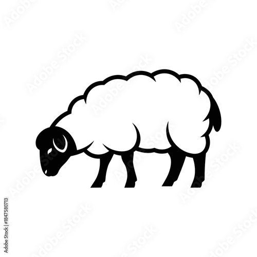 Sheep icon in simple black style for wool farming, agriculture branding, and countryside visuals