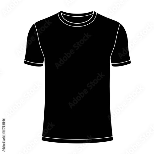 Minimal black t-shirt icon symbol for fashion design, apparel branding, print shops, and modern clothing store visuals