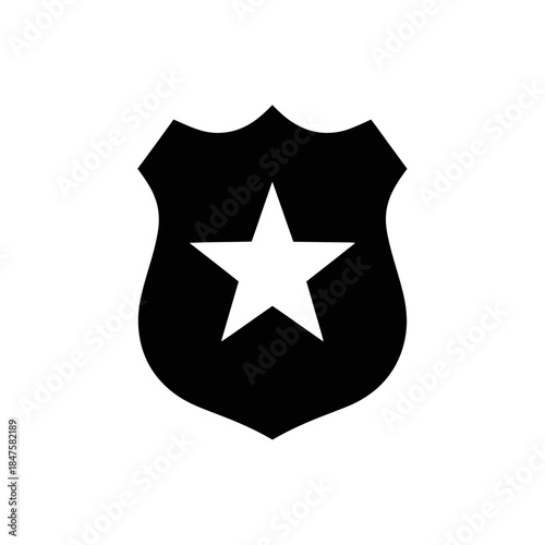 Sheriff badge silhouette illustration, law enforcement symbol icon ideal for western themes, security branding, and authority visuals