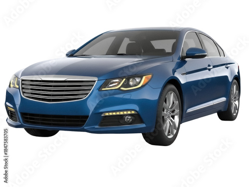 Fotografía Isolated blue sedan car model, generic passenger vehicle with modern design, fro