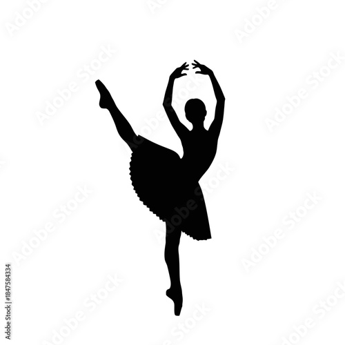 Graceful dancer performing ballet pose silhouette, elegance and movement symbol perfect for arts, performance, and creative branding