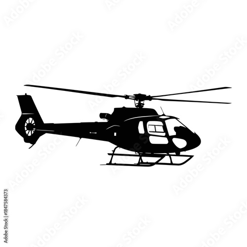 Helicopter silhouette with rotating blades, emergency and aviation symbol perfect for rescue, military, and transport-related designs