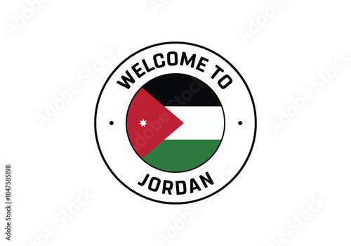 Free Download Welcome to Jordan Travel Badge with National Flag of Jordan - GFXLoad