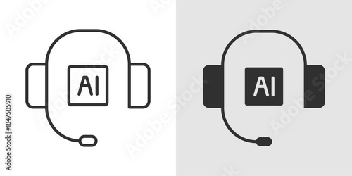 AI customer service icon representing intelligent support systems, featuring a headset or chat symbol combined with neural or circuit elements to symbolize AI-powered assistance and communication.