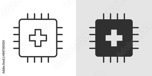 AI healthcare icon representing intelligent medical technology, combining healthcare symbols with neural or circuit elements to symbolize AI-powered health services and analysis.