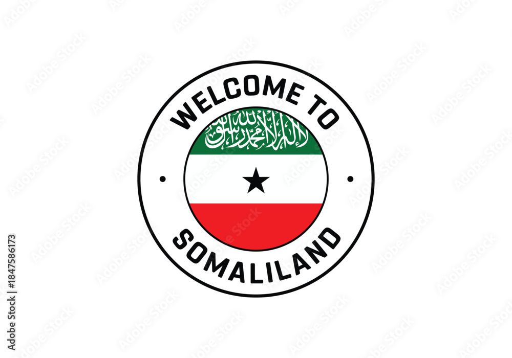 Obraz premium Welcome to Somaliland Travel Badge with National Flag of Somaliland