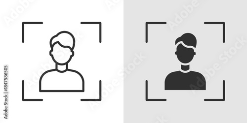 AI Face Scan Icon AI face scan icon representing facial recognition technology, featuring a face with neural or grid patterns to symbolize AI-powered identity verification and biometric analysis.