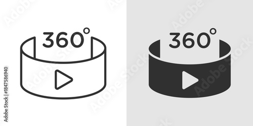 360 Video Icon 360 video icon representing immersive panoramic video viewing, showing a play symbol with circular arrows to indicate full-angle, interactive media experience.