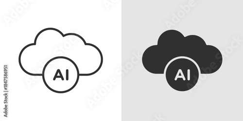 AI cloud storage icon showing a cloud with neural or circuit elements, symbolizing intelligent data storage and management.