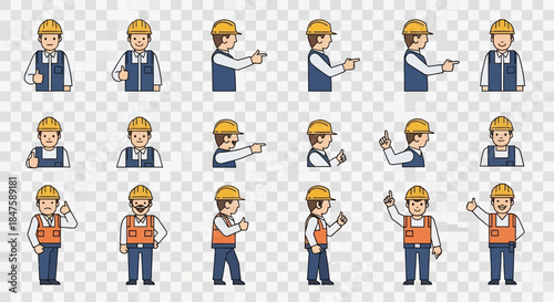 Cartoon Man in Various Poses and Outfits.