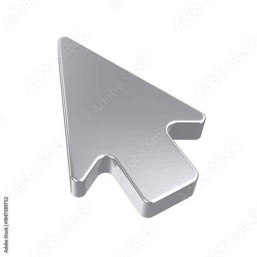 Brushed metallic arrow on white background. Isolated 3D illustration
