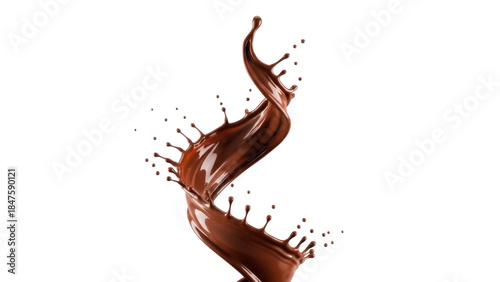 Isolated chocolate swirl, elegant sweet treat, luxurious dessert concept, dark delicious syrup