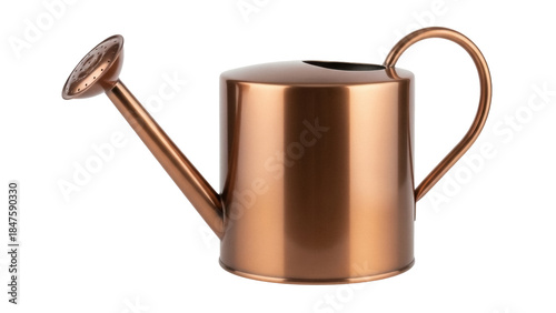Isolated antique copper watering can for garden use in backyard and home gardening tools