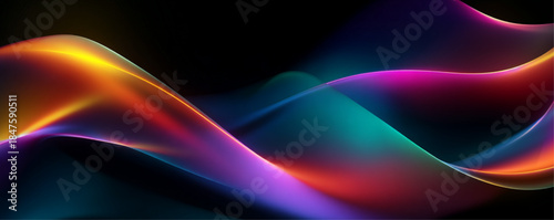 Colorful neon waves with gradient lines of red, blue, and purple create a dynamic, futuristic, and visually immersive digital backdrop. vector