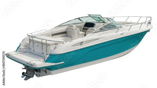 Εκτύπωση καμβά Isolated motorboat on a sunny day, recreational activity, luxury yacht, aquatic