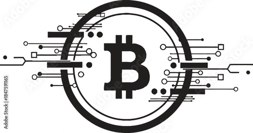 Bitcoin symbol in circuit board design