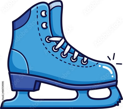 Blue ice skate on white background