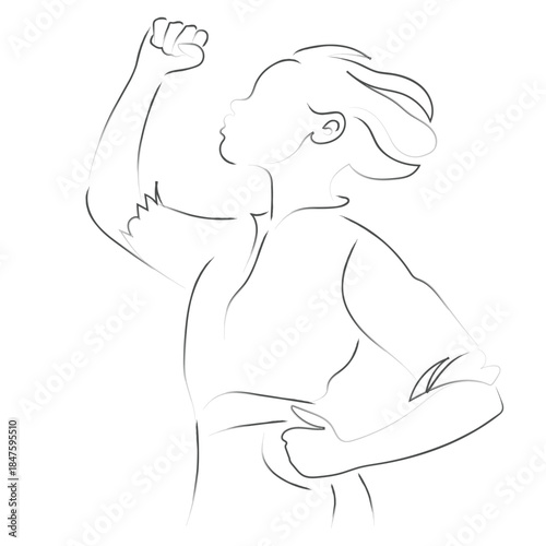 Silhouette of a Strong Woman Breaking Chains: Freedom Concept