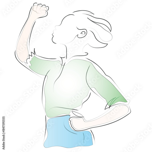 Silhouette of a Strong Woman Breaking Chains: Freedom Concept