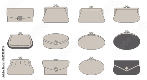 Collection of Various Clutch Purses and Wallets.